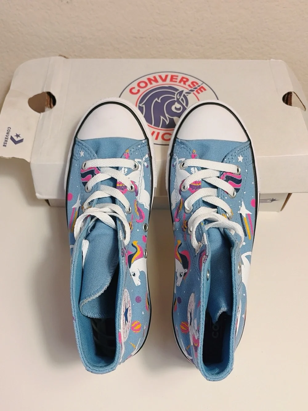 NEW Converse Unicorns Chuck Taylor All Star Hi Kids Blue High Top Shoes 665472C